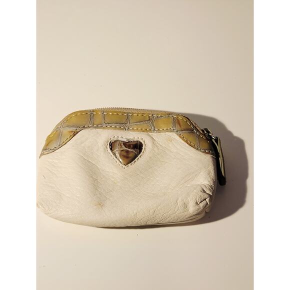 Brighton Heart Coin Change Wallet Leather Cream Gold Zipper - Picture 9 of 10